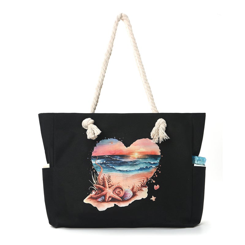 Large Capacity Canvas Beach Tote Bag - Image 3