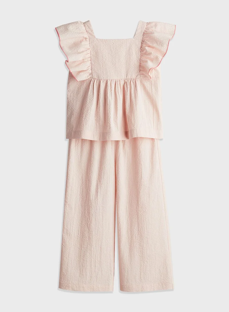 اتش اند ام Kids Ruffle Sleeve Tiered Top & Pants Set