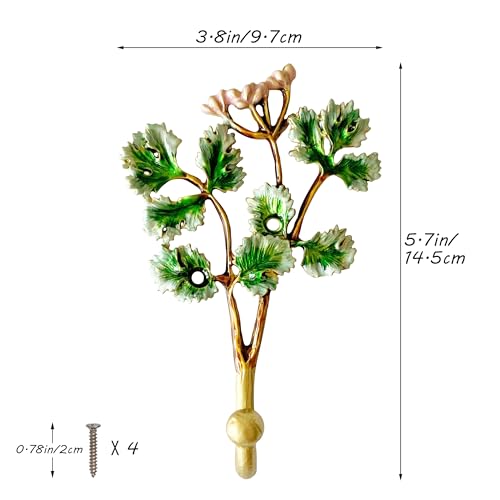 Pewery Vintage Tree LeafShaped Decorative Wall Hooks Rack Hangers for Hanging Clothes Coats Towels Keys Hats 2 Pack Antique Metal Mounted Wall Hook - Image 3