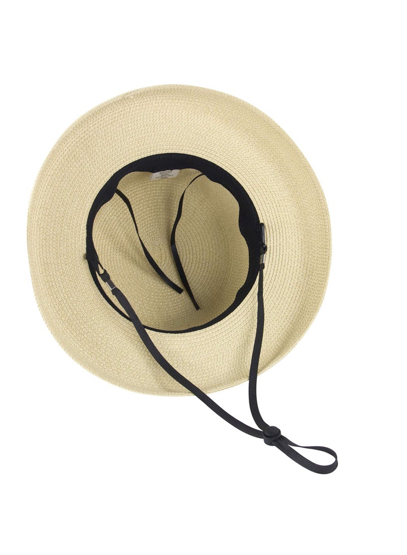 Y&D Womens Summer Classical Bowknot Sun Hats Travel Foldable Brim Bucket Hat Vintage Cloche Beach Fishing Cap Straw with Wind Lanyard Floppy Hats for Women UV Protection. - Image 4