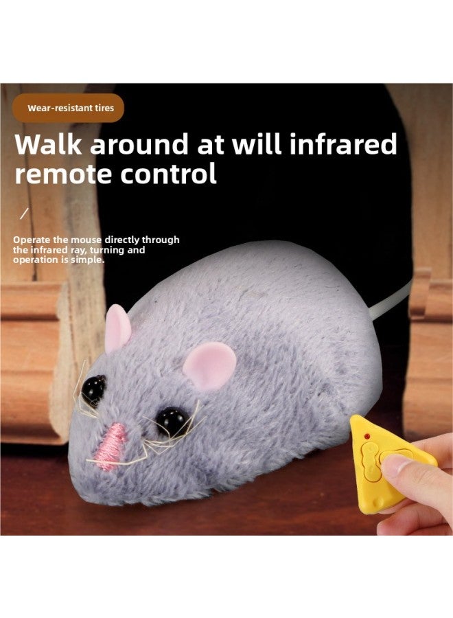 Cat Remote Control Infrared Mouse Simulation Mini Cartoon Hamster Animal Cheese Controller Cute Pet Toy-Color:Mini Gray  - Image 2