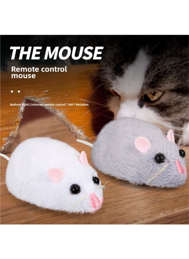 Cat Remote Control Infrared Mouse Simulation Mini Cartoon Hamster Animal Cheese Controller Cute Pet Toy-Color:Mini Gray  - Image 4