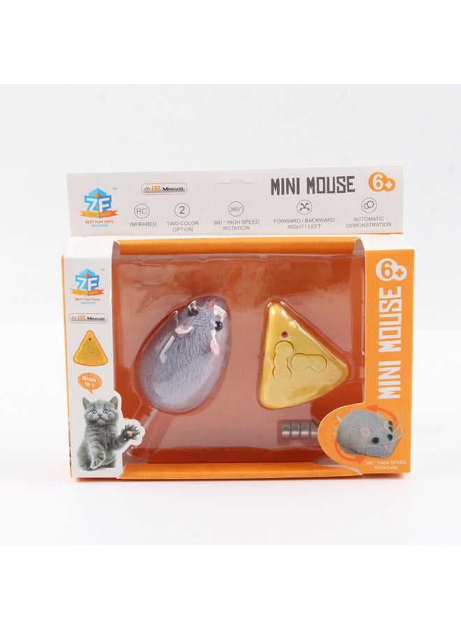 Cat Remote Control Infrared Mouse Simulation Mini Cartoon Hamster Animal Cheese Controller Cute Pet Toy-Color:Mini Gray  - Image 1