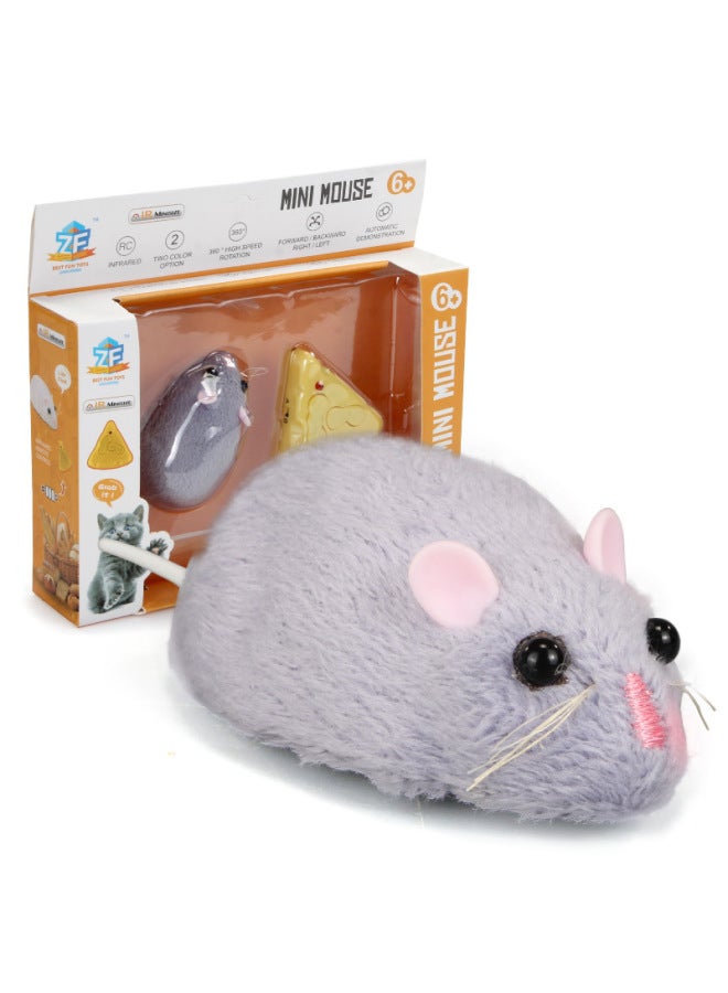 Cat Remote Control Infrared Mouse Simulation Mini Cartoon Hamster Animal Cheese Controller Cute Pet Toy-Color:Mini Gray  - Image 5