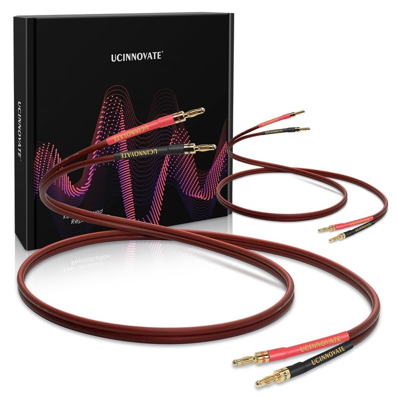 كابل مكبر الصوت UCINNOVATE HiFi OFC مع قابس بانانا 2 عبوة نحاس نقي عالي الجودة 15م قابس بانانا مطلي بالذهب ذكر إلى ذكر 600 خيط كابل مكبر الصوت نظام الصوت HiFi مسرح منزلي 49 قدم