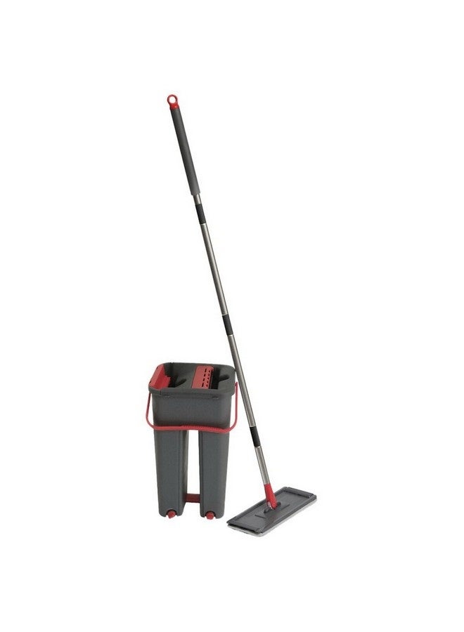 Five Simply Smart Tana Mechanical Wringer Bucket with Mops Grey and Red 4 L 164683 - Image 1