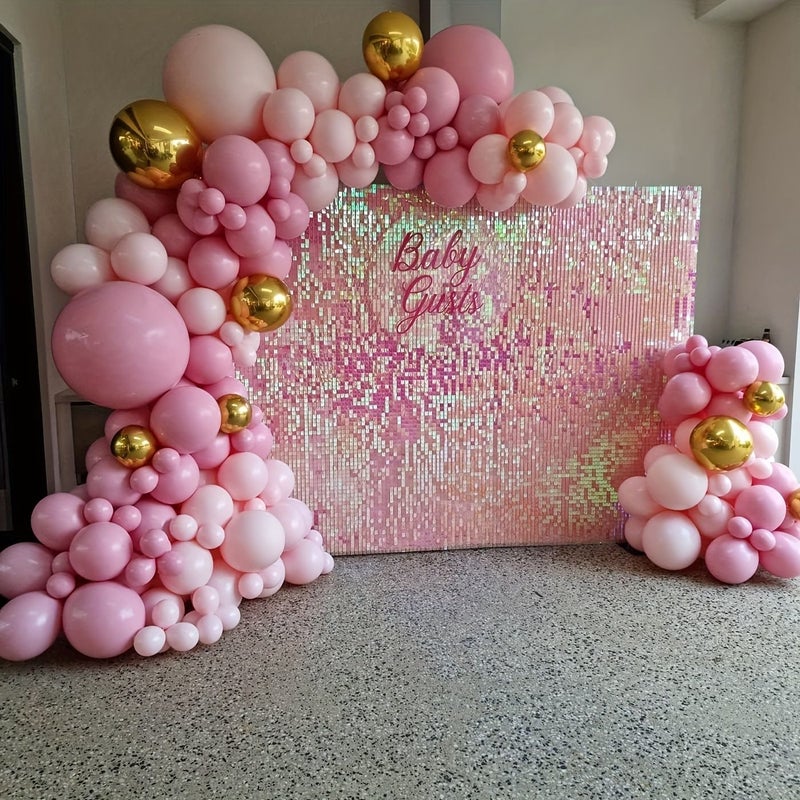 12 قطعة من décor خلفية وردية لامعة على طراز الكولاج لسيارة السبورة، ديكور جدار حفل الزفاف، ديكور مجموعة العطلات، حفل التخرج، أنشطة الاحتفال بالعام الجديد - Image 2