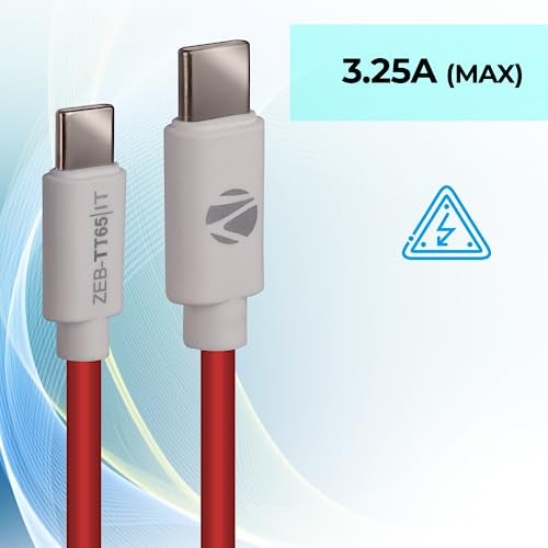 ZEBRONICS Tt65 Type C - Type C Cable, 65 Watts Pd, Rapid Charging, Charge & Sync, 1 Meter, Compatible With iPhone 15 | Samsung | Oneplus | Xiaomi | Realme | Oppo,Multicolor - Image 4