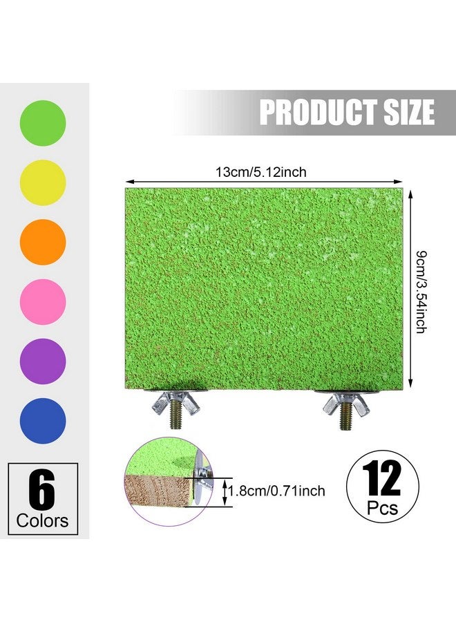 ريجيناري 12 قطعة من حامل الطيور الملونة، منصة خشبية لطحن مخلب الطيور، ملعب للطيور، ملحقات قفص الطيور للببغاوات الأليفة والكوكتيلات والطيور العاشقة، 6 ألوان - Image 3