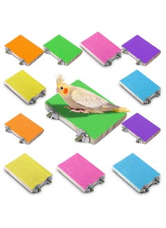 Reginary 12 Pcs Bird Perch Stand Toy Colorful Bird Platform Wood Grinding Paw Bird Playground Rat Bird Cage Accessories for Pet Parrot Cockatiels Lovebirds, 6 Colors  - Image 1