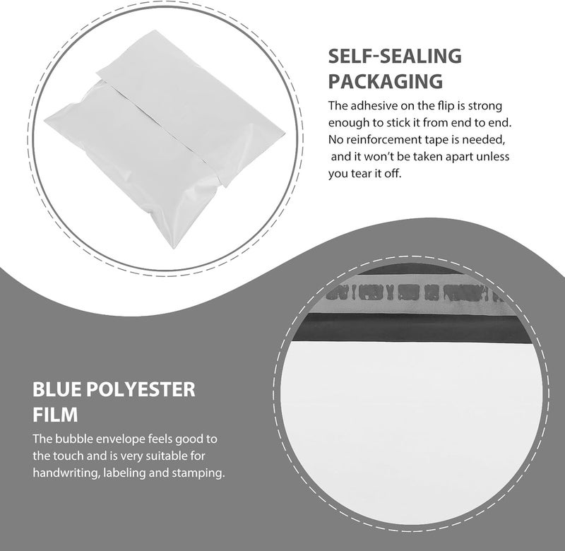100pcs White Waterproof Self-seal Poly Mailer Envelopes 16x22 Cm Non-padded Shipping Bags for Clothing and Logistics Packaging - Image 3