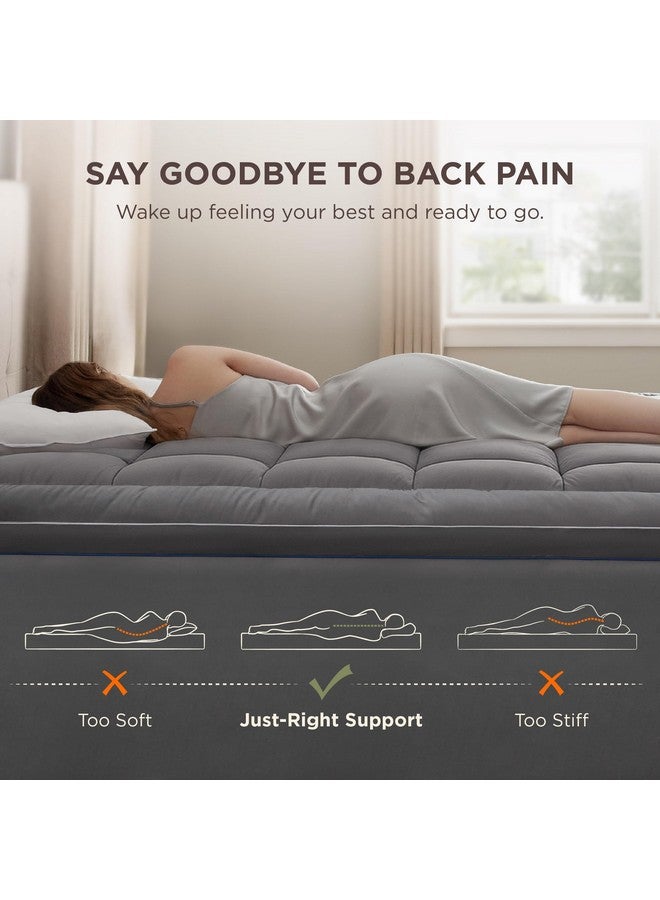 Bedsure Bedsure Queen Mattress Topper, 900GSM Thick Soft Pillow Top Mattress Topper with Deep Pocket up to 6-21 Inches, Quilted Fitted Breathable Bed Pad Cover for Home, Bedroom, Hotel, Grey  - Image 4