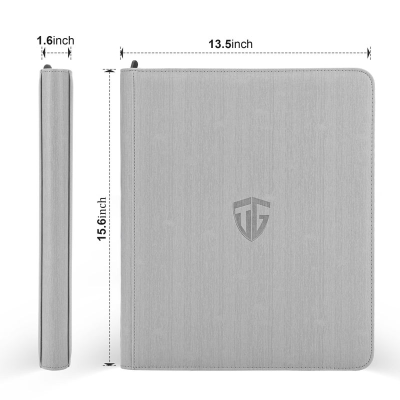 TCGUARD Toploader Binder,Holds 216 Toploaders,9 Pocket Top Loader Binder with Sleeves for 3"x4" Rigid Toploaders Hard Cases,Top loader Binders for TCG, MTG Card Binder, Trading Cards Binder(Grey) - Image 2