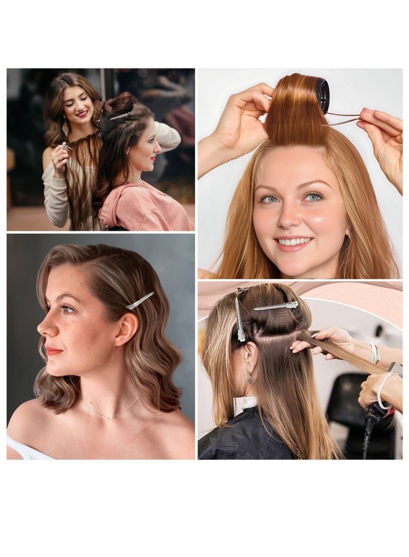 إيلور مجموعة مشابك شعر على شكل منقار البط (24 قطعة) – مشابك تمساح معدنية مقاومة للصدأ بطول 3.5 بوصة مع فتحات لتصفيف وتقسيم الشعر – للاستخدام في الصالون والمنزل (فضي) - Image 5
