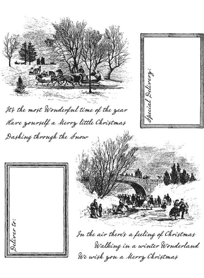 تامبريس أنونمس مجموعة طوابع Cling Rbbr للعطلات ذات المناظر الطبيعية الخلابة