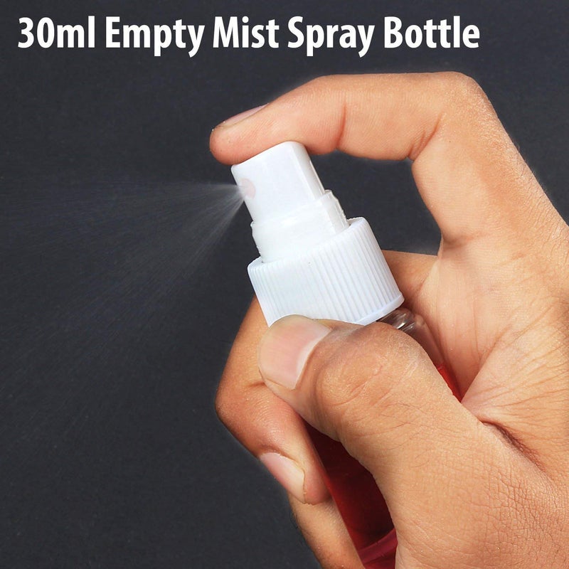Hunky Dory 30ml Multipurpose Empty Plastic Transparent Refillable Fine Mist Spray Bottle WithDouble Cap for hand sanitizer Toner Perfume Lotion OIl etc Pack of 2  - Image 2