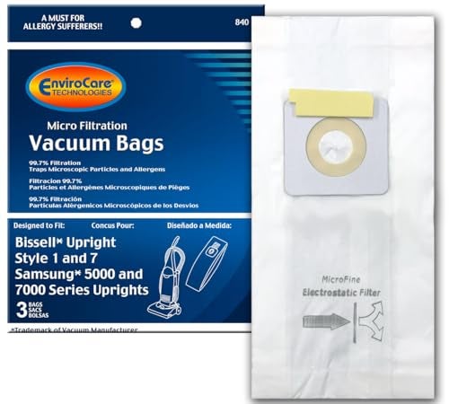 EnviroCare Replacement Micro Filtration Vacuum Cleaner Dust Bags Made to fit Bissell Style 1 and 7 Uprights 3 Pack - Image 1