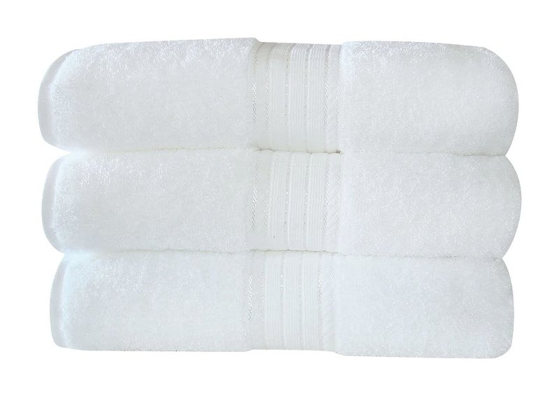 Fresh From Loom | 100% Cotton | 500 Gsm | Water Absorbent | Soft Hypo-Allergenic | Anti-Bactriaal | Fur Anti-Wrinkle Terry Turk Bathroom Towels |Double Stitched Edges (White, 70x150cms, Men Women) 3pc - Image 2