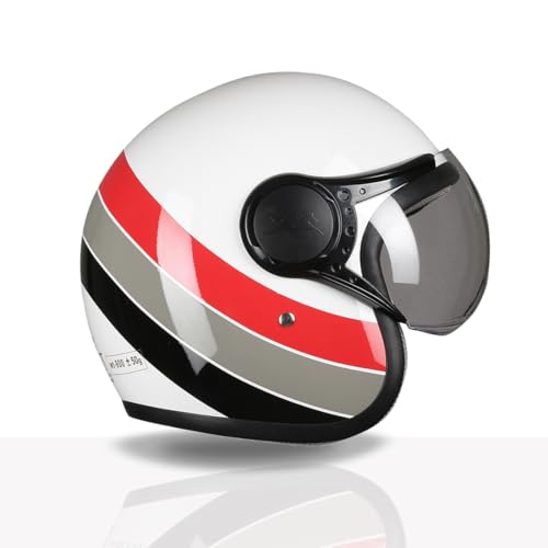 TVS Cruisetown Open Face Helmet | Half Face Helmet for Riders | ISI & DOT Certified | Premium Protection for Men & Women | Comfortable, Durable & Lightweight Design with Visor (White & Red/XL) - Image 2