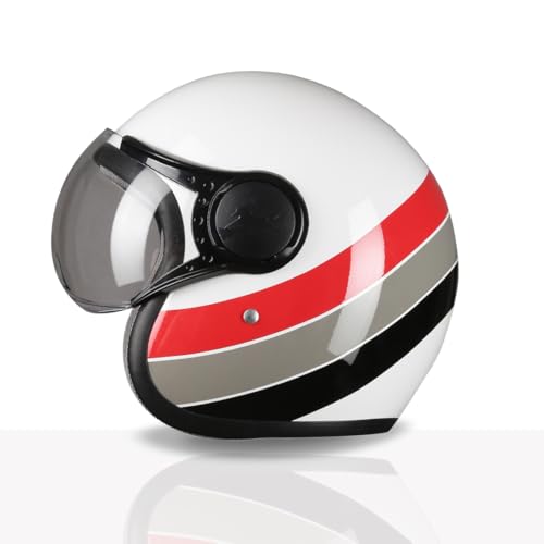 TVS Cruisetown Open Face Helmet | Half Face Helmet for Riders | ISI & DOT Certified | Premium Protection for Men & Women | Comfortable, Durable & Lightweight Design with Visor (White & Red/XL) - Image 4