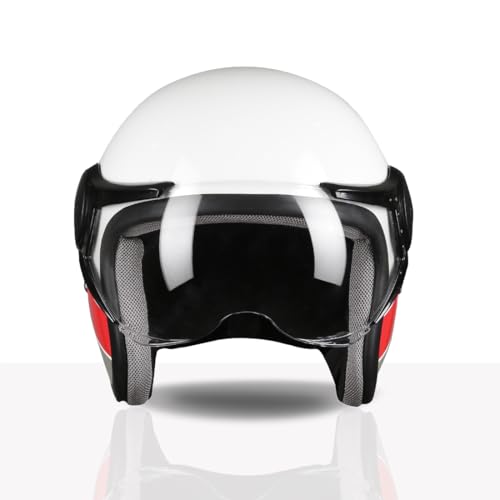 TVS Cruisetown Open Face Helmet | Half Face Helmet for Riders | ISI & DOT Certified | Premium Protection for Men & Women | Comfortable, Durable & Lightweight Design with Visor (White & Red/XL) - Image 5