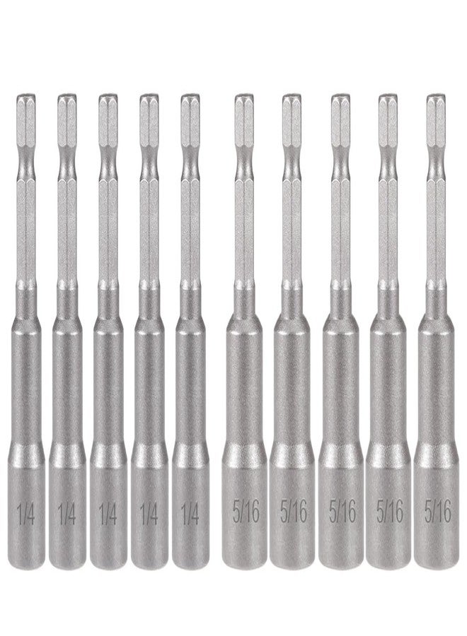 Saipe 10pcs SAE 1/4” and 5/16” Magnetic Nut Driver Bit Set, 1/4 inch Driver Power Nut Setter Drill Bits for Impact Drill, Socket Adapter Hex Nut Driver Set, 65mm Length - Image 1