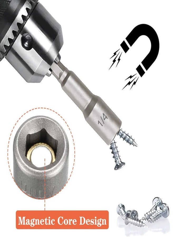 Saipe 10pcs SAE 1/4” and 5/16” Magnetic Nut Driver Bit Set, 1/4 inch Driver Power Nut Setter Drill Bits for Impact Drill, Socket Adapter Hex Nut Driver Set, 65mm Length - Image 4