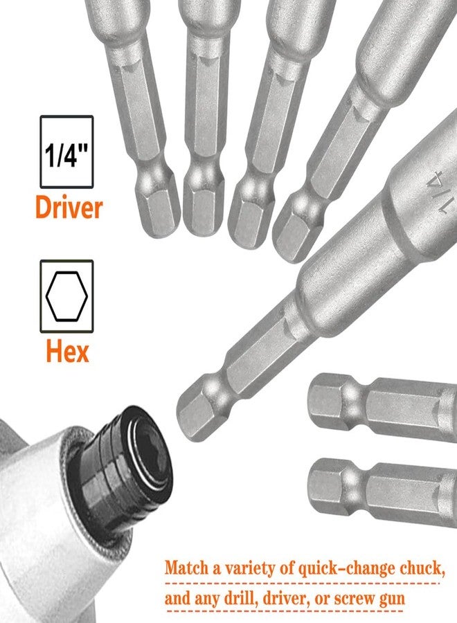Saipe 10pcs SAE 1/4” and 5/16” Magnetic Nut Driver Bit Set, 1/4 inch Driver Power Nut Setter Drill Bits for Impact Drill, Socket Adapter Hex Nut Driver Set, 65mm Length - Image 3