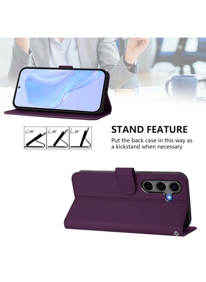 S-TOP Case For Samsung Galaxy S25+ 5G Skin Feel Solid Color Leather Phone Case with Lanyard - Image 3