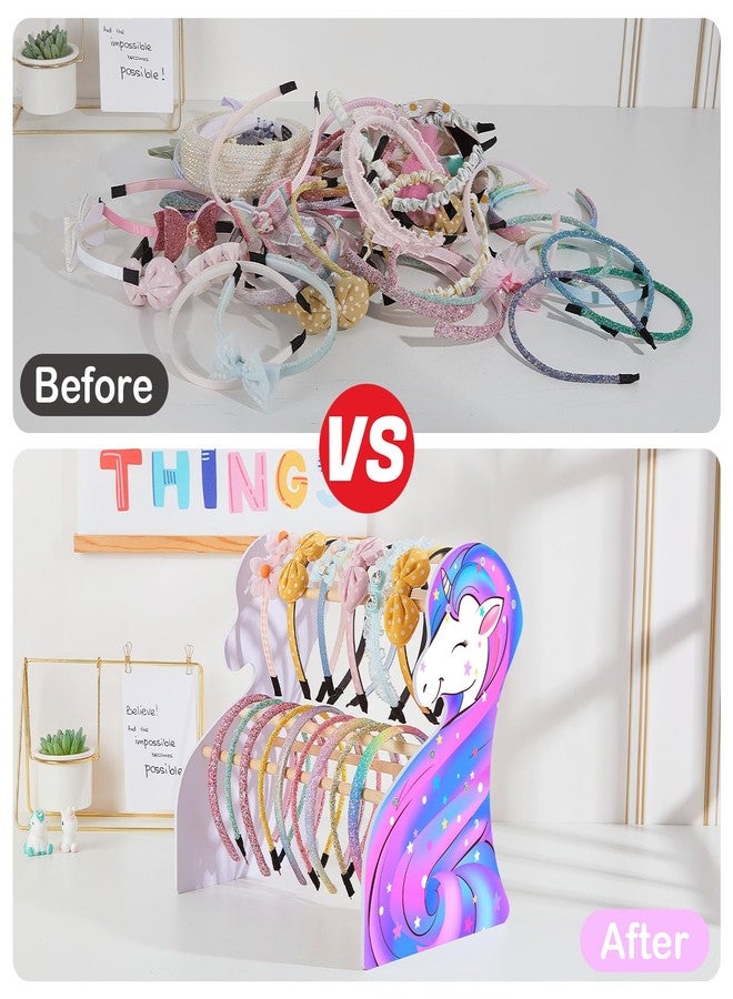 FIOBEE Girls Headband Holder Organizer Unicorn Headband Storage Hair Accessories Organizer Hairband Display Stand Home Room Decors for Kids - Image 3