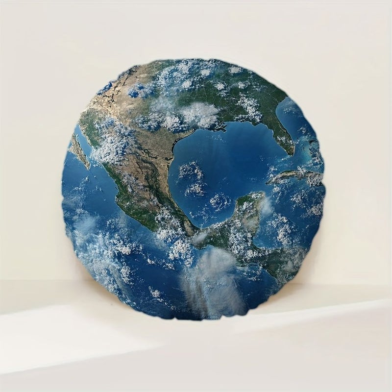 Earth View Cloud Landmarks Round Throw Pillow 40x40cm Zipper Sofa Bedroom Decor - Image 2