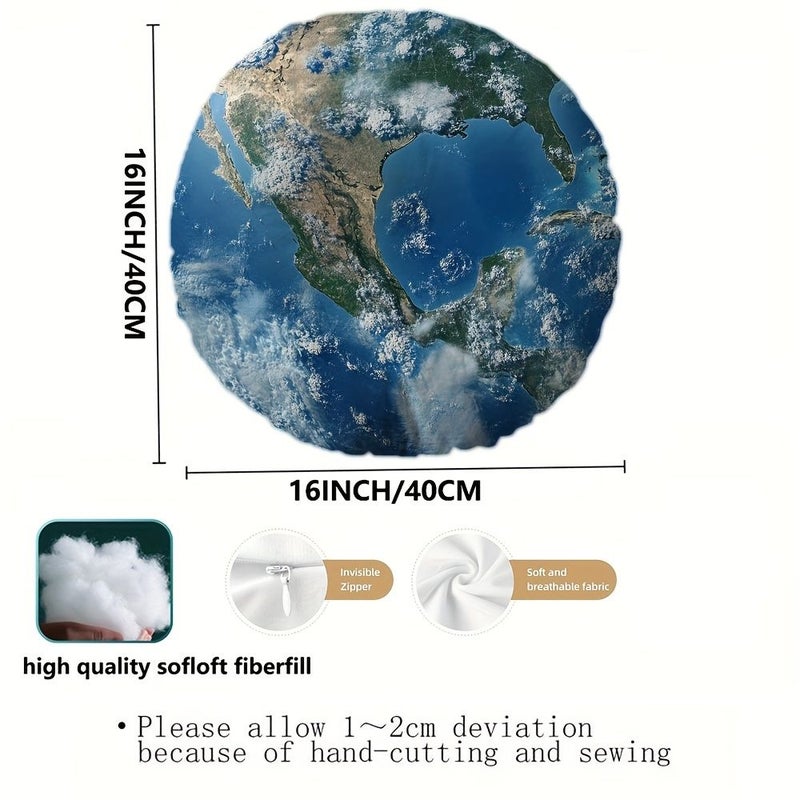 Earth View Cloud Landmarks Round Throw Pillow 40x40cm Zipper Sofa Bedroom Decor - Image 4