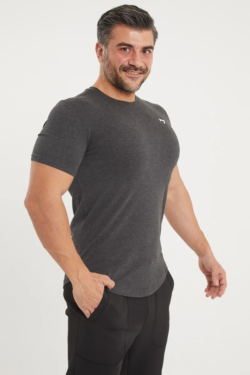 Gymwolves Sports Men's T-Shirt | Black Melange | T-Shirts | Workout Tanktop |