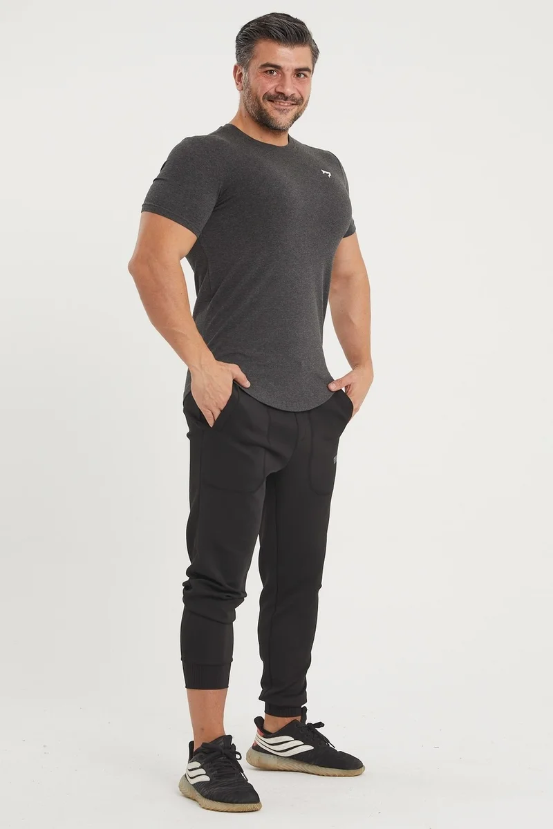 Gymwolves Sports Men's T-Shirt | Black Melange | T-Shirts | Workout Tanktop |