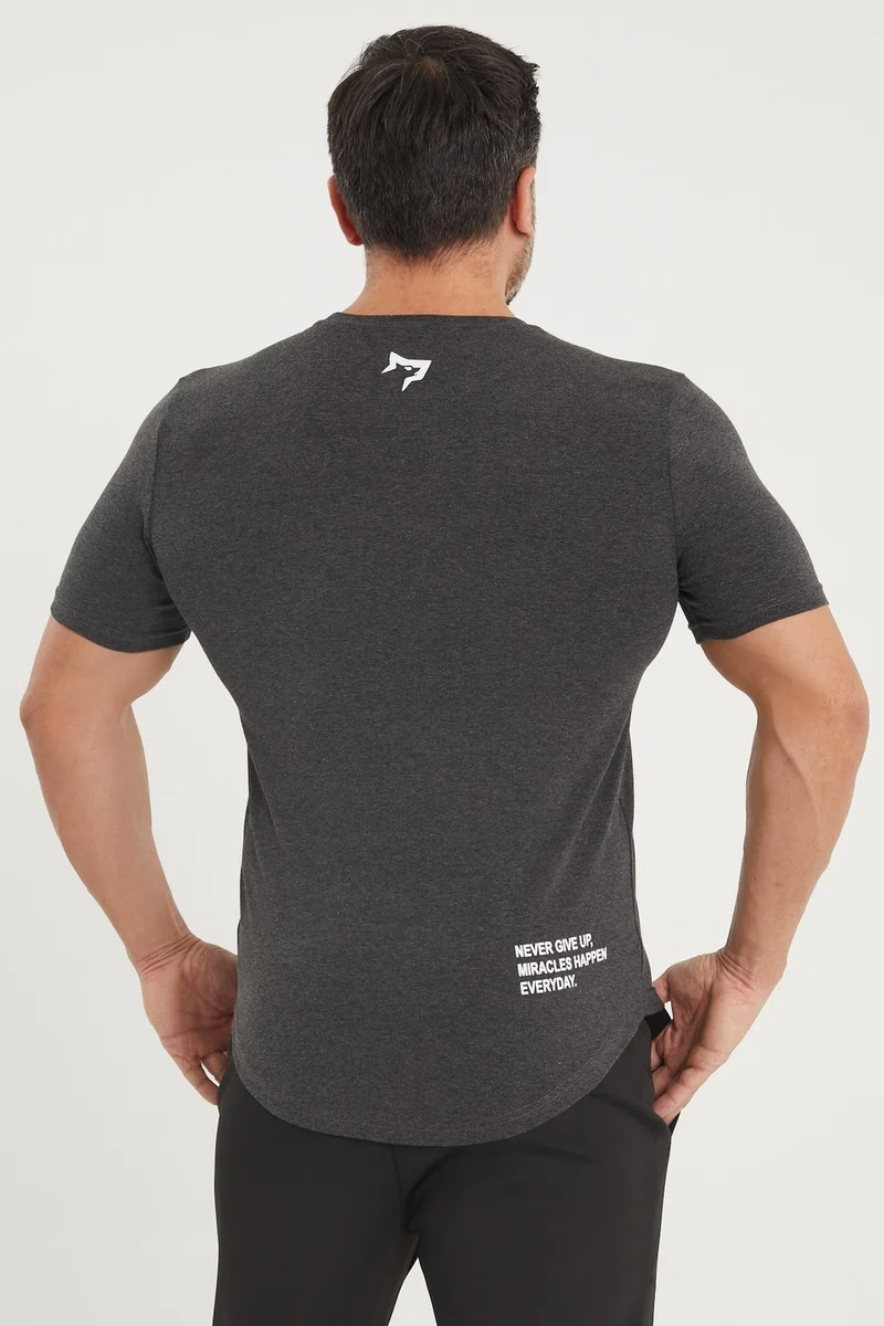 Gymwolves Sports Men's T-Shirt | Black Melange | T-Shirts | Workout Tanktop |