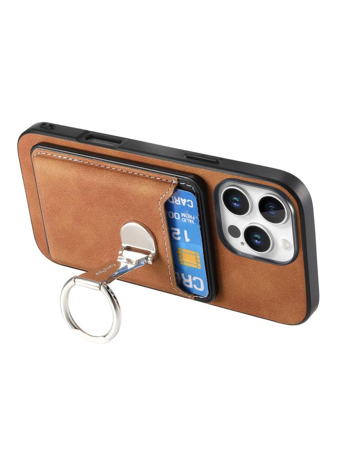 S-TOP Case For iPhone 14 Plus Retro Folding Ring Holder Card Bag MagSafe Phone Case - Image 3