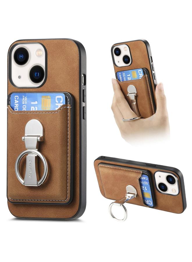 S-TOP Case For iPhone 14 Plus Retro Folding Ring Holder Card Bag MagSafe Phone Case - Image 1