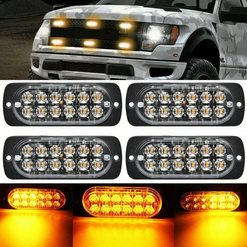 Side Marker Light: Black 12 High Power LED Chips With Crystal Clear Lens - Built-in Heat Sink For Longer Lifespan, Multi-function Warning Signal For Pickup, Off-road, ATV, UTV, SUV, Van, RV, Forklift, - Image 1