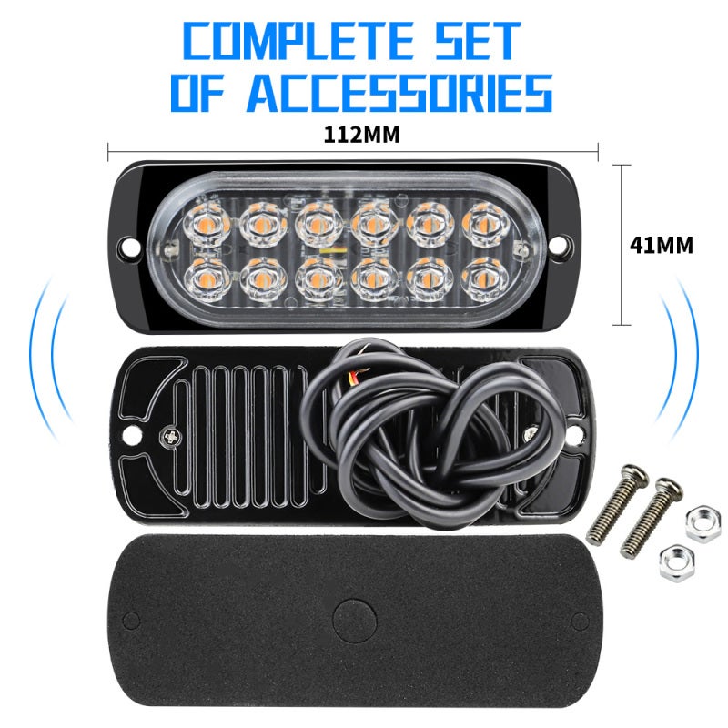 Side Marker Light: Black 12 High Power LED Chips With Crystal Clear Lens - Built-in Heat Sink For Longer Lifespan, Multi-function Warning Signal For Pickup, Off-road, ATV, UTV, SUV, Van, RV, Forklift, - Image 2