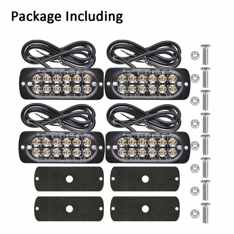 Side Marker Light: Black 12 High Power LED Chips With Crystal Clear Lens - Built-in Heat Sink For Longer Lifespan, Multi-function Warning Signal For Pickup, Off-road, ATV, UTV, SUV, Van, RV, Forklift, - Image 4