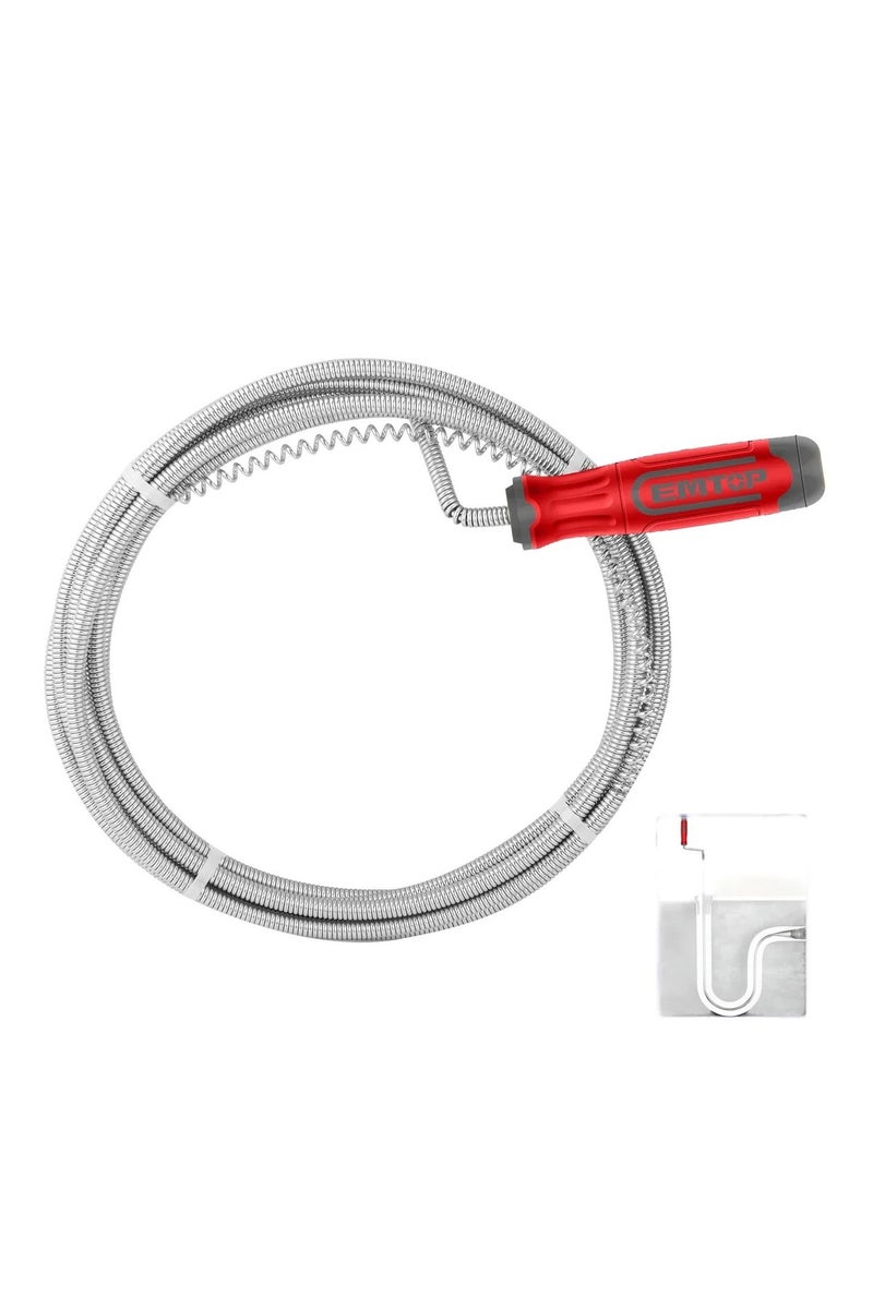 EMTOP EMTOP Manual Drain and Pipe Cleaner - 4.5m Flexible Cleaning Wire, 6mm Diameter | The Perfect Solution for Blocked Sinks and Pipes - Image 1