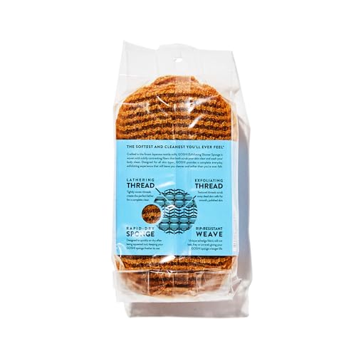 GOSHI Exfoliating Shower Sponge - Rip-Resistant, Rapid-Drying Exfoliating Bath Sponge for All Skin Types - Marigold Yellow - Made in Japan - Image 2
