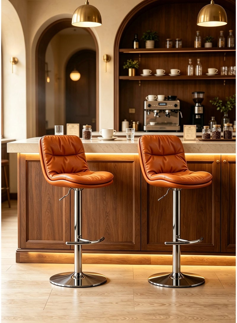 Sharpdo 2Pcs Adjustable High Chairs, 360° Swivel Bar Stools with Thick Cushion, Sturdy Frame, Footrest, Modern Design for Kitchen Island, Dining Room or Home Bar - Image 3