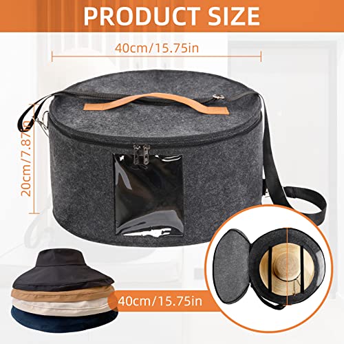 Ohiyoo Hat Box, 15.7x7.8x15.75in, Foldable Storage Box with Lids for Women & Men, Travel Hat Boxes for Storage, Dark Gray - Image 3