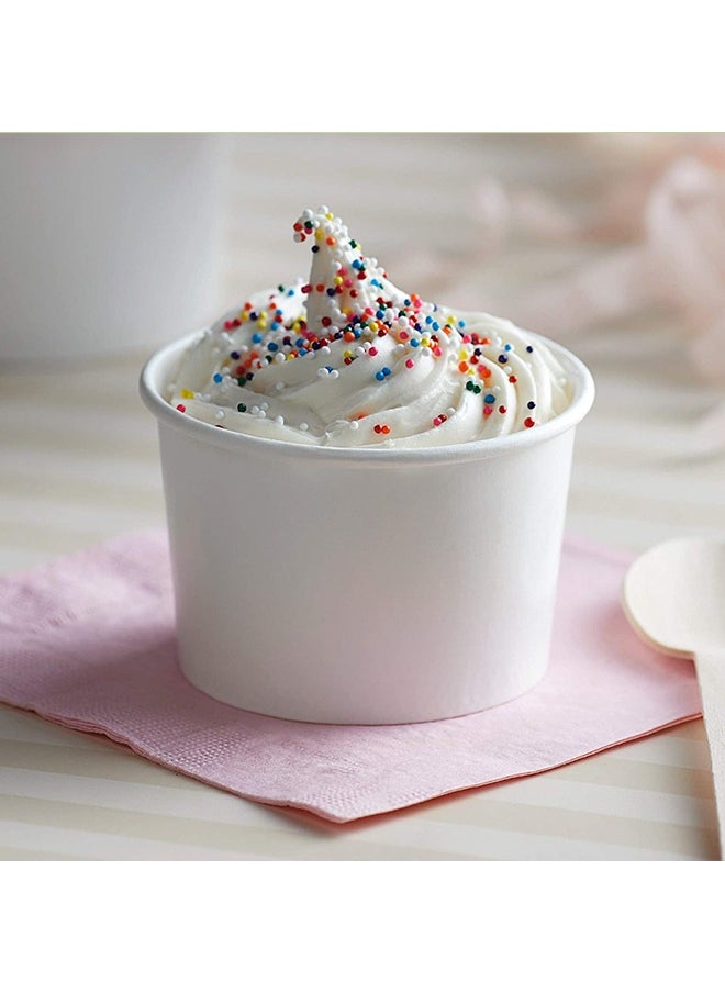 SNH Packing - Disposable Ice Cream Cups White With Dome Lid 4 Ounce for Hot or Cold Food, Party Supplies Treat Cups for Sundae, Frozen Yogurt 50 Pieces. - Image 1