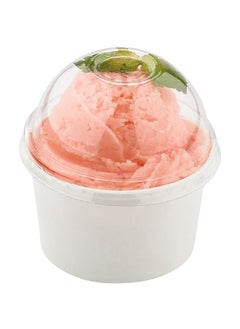 Disposable Ice Cream Cups White With Dome Lid 4 Ounce for Hot or Cold Food, Party Supplies Treat Cups for Sundae, Frozen Yogurt 50 Pieces.
