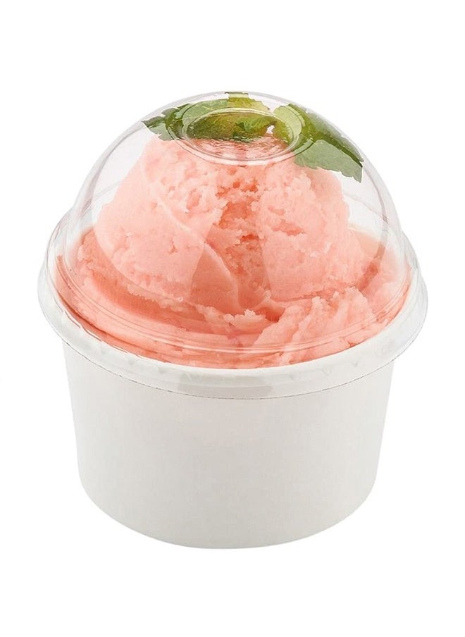 SNH Packing - Disposable Ice Cream Cups White With Dome Lid 4 Ounce for Hot or Cold Food, Party Supplies Treat Cups for Sundae, Frozen Yogurt 50 Pieces. - Image 1