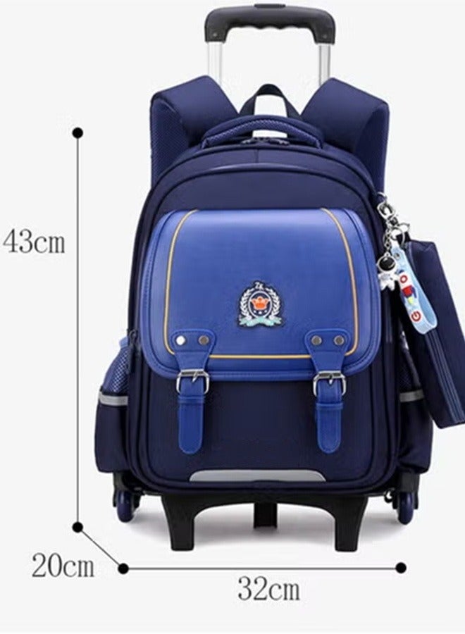 حقيبة ظهر متدحرجة للأطفال، حقيبة كتب ذات لون سادة، حقيبة مدرسية لطلاب المدارس الابتدائية - Image 2