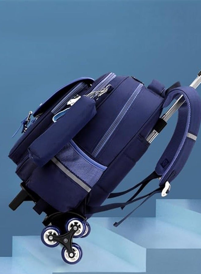 حقيبة ظهر متدحرجة للأطفال، حقيبة كتب ذات لون سادة، حقيبة مدرسية لطلاب المدارس الابتدائية - Image 3