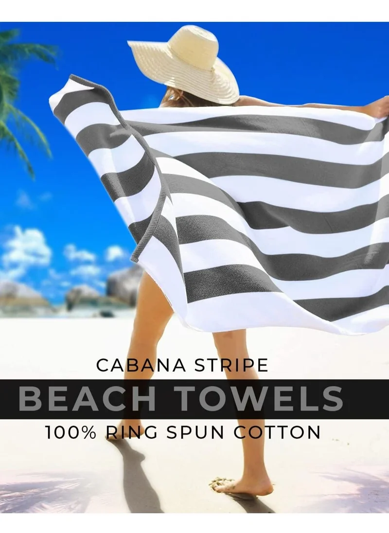 Bliss Casa 2-Pieces Oversized Beach Towels Extra Large 100% Cotton Summer Pool Cabana Stripe Highly Absorbent And Soft Towel